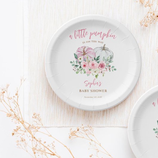 ピンクリトルカボチャ赤ちゃんシャワー ペーパープレート