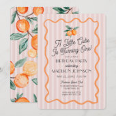 ピンクリトルキューティーパステル柑橘 テーマ誕生日 招待状 (正面/裏面)