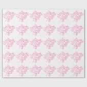 ピンクリトルシスタータイポグラフィとグリッター ラッピングペーパー (フラット)