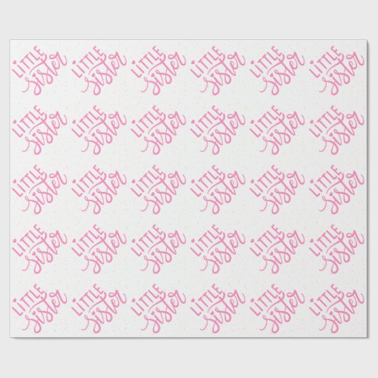 ピンクリトルシスタータイポグラフィとグリッター ラッピングペーパー (フラット)