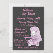 ピンクリトルスケルトンベビーシャワー招待状カード 招待状 (裏面)