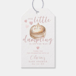 ピンクリトルダンプリングガールベイビーシャワーの感謝 ギフトタグ