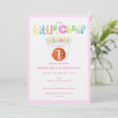 ピンクリトルチャンプバスケットボールナイズエイジガール誕生日 招待状 (スタンド正面)