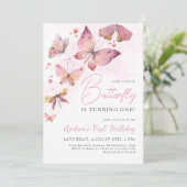 ピンクリトルバタフライは1歳に 1歳の誕生日 招待状 (スタンド正面)