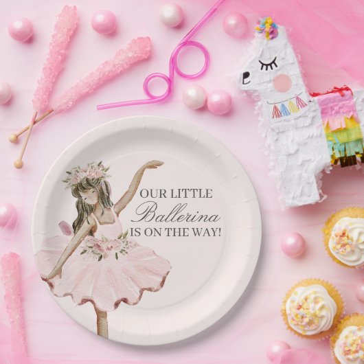 ピンクリトルバレリーナプレートバレエパーティーデコール ペーパープレート (パーティー)