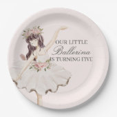 ピンクリトルバレリーナプレートバレエパーティーデコール ペーパープレート (正面)