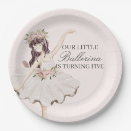 ピンクリトルバレリーナプレートバレエパーティーデコール ペーパープレート