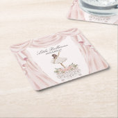 ピンクリトルバレリーナベビーシャワーまたは誕生日 スクエアペーパーコースター (アングル)