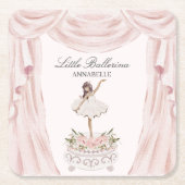ピンクリトルバレリーナベビーシャワーまたは誕生日 スクエアペーパーコースター (正面)