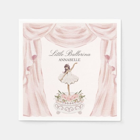 ピンクリトルバレリーナベビーシャワーまたは誕生日 スタンダードカクテルナプキン (正面)