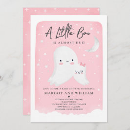 ピンクリトルブシャワーハロウィーン幽霊ベビーシャワー 招待状