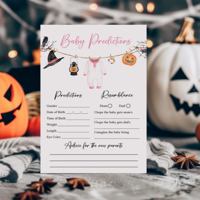 ピンクリトルブハロウィーンベビー予測ゲーム (Halloween Baby Clothes Baby Shower Baby Predictions Game)