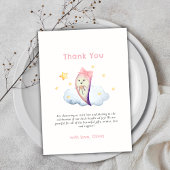 ピンクリトルブボウ幽霊ガールベビーシャワー サンキューカード