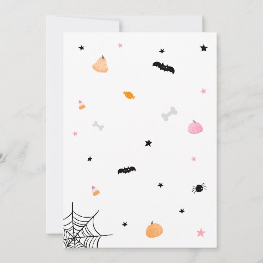 ピンクリトルブー幽霊ベビーシャワー 招待状 (裏面)