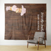 ピンクリトルベビー女性のカーボーイウェスタンベビーシャワー タペストリー (インサイチュ(横))