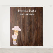 ピンクリトルベビー女性のカーボーイウェスタンベビーシャワー タペストリー (正面)