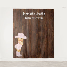 ピンクリトルベビー女性のカーボーイウェスタンベビーシャワー タペストリー