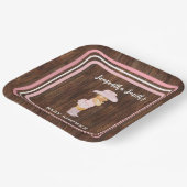 ピンクリトルベビー女性のカーボーイウェスタンベビーシャワー ペーパープレート (傾斜あり)