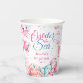 ピンクリトルマーメイド1st誕生日紙 紙コップ (裏面)