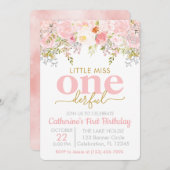 ピンクリトル恋しく思アンダーフルガールファースト誕生日 招待状 (正面/裏面)