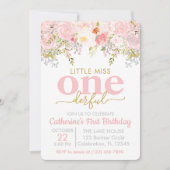 ピンクリトル恋しく思アンダーフルガールファースト誕生日 招待状 (正面)