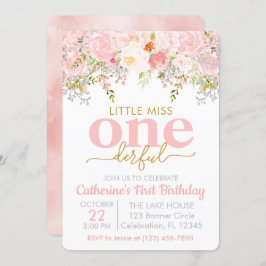 ピンクリトル恋しく思アンダーフルガールファースト誕生日 招待状