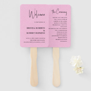 ピンクリネンシンプルブラックスクリプト結婚のハンドファン ハンドファン