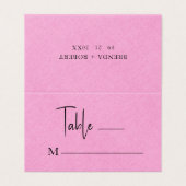 ピンクリネンシンプルブラックスクリプ結婚トの座席表 名刺 (外部フラット)