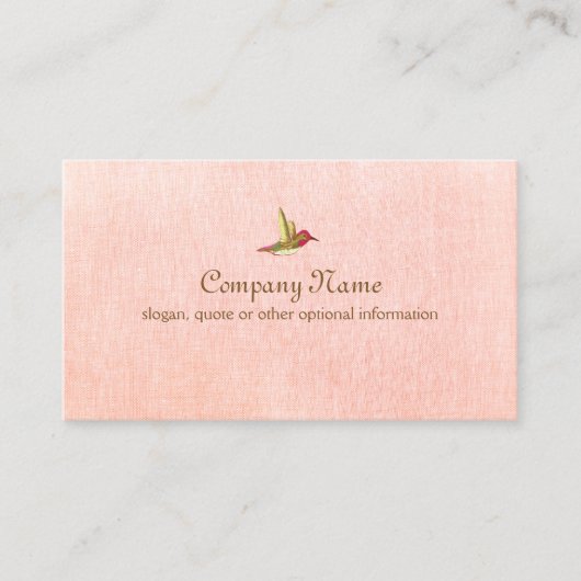 ピンクリネンフェイク名刺のハミングバード 名刺 (正面)
