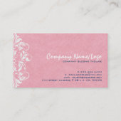 ピンクリネンホワイトフローラレースイベントデザイナー 名刺 (裏面)