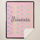 ピンクリバーシブル名前をカスタムするドナッツシェルパブランケット シェルパブランケット (正面)