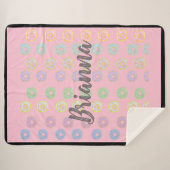 ピンクリバーシブル名前をカスタムするドナッツシェルパブランケット シェルパブランケット (正面(横))