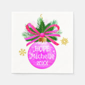 ピンクリボユニークンバウブル スタンダードカクテルナプキン (正面)