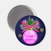 ピンクリボユニークンバウブル マグネット (正面/裏面)