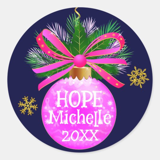 ピンクリボユニークンバウブル ラウンドシール (正面)