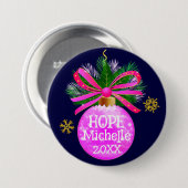 ピンクリボユニークンバウブル 缶バッジ (正面&裏面)