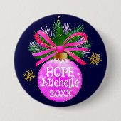 ピンクリボユニークンバウブル 缶バッジ (正面)