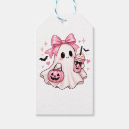 ピンクリボンおばけコケットハロウィン ギフトタグ