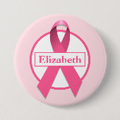 ピンクリボンがんサポートボタン 缶バッジ (正面)