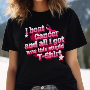 ピンクリボンがん生存者Tシャツ、がん戦闘機 トライブレンドTシャツ