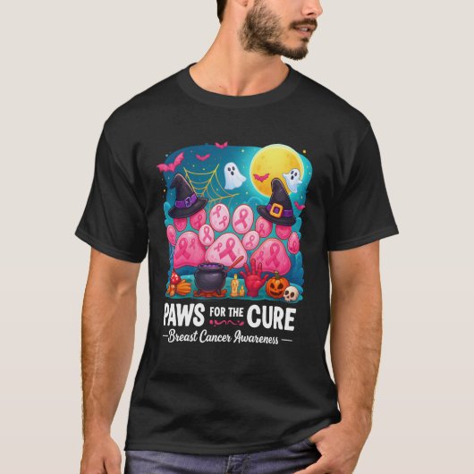ピンクリボンで乳がん撲滅運動 愛犬家のためのグッズ Tシャツ (正面)