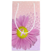 ピンクリボンとデイジーオン水玉模様 スモールペーパーバッグ (正面)