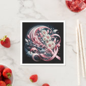 ピンクリボンとデイジーブーケ スタンダードカクテルナプキン (インサイチュ)