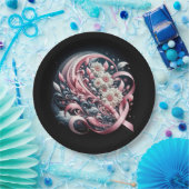 ピンクリボンとデイジーブーケ ペーパープレート (パーティー)