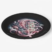 ピンクリボンとデイジーブーケ ペーパープレート (アングル)