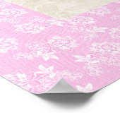 ピンクリボンとピンクローズビューティフルプリント ポスター (角)