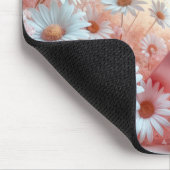 ピンクリボンとホワイトデイジー マウスパッド (コーナー)