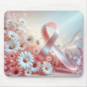 ピンクリボンとホワイトデイジー マウスパッド (正面)