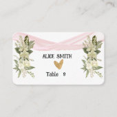 ピンクリボンと白いバラのウェルカムカード プレイスカード (正面)