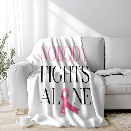 ピンクリボンと"Nobody Fights Alone" フリースブランケット